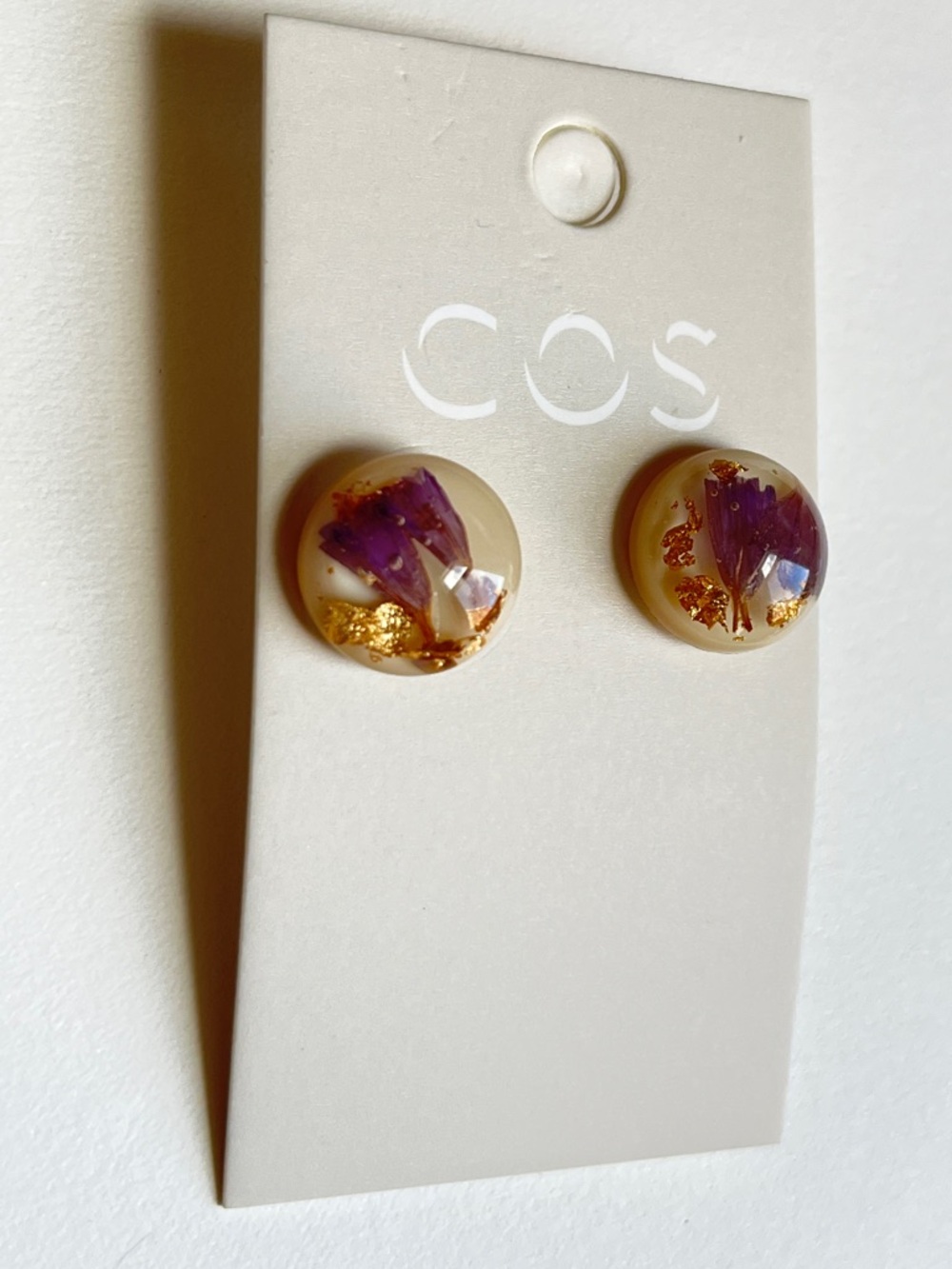 COS Beige Round Resin Stud Earrings with Gold Centers